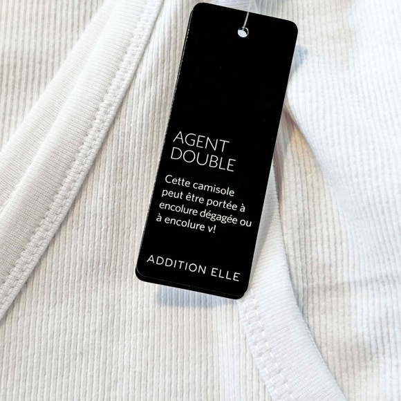 NEW PHOTOS! TANK TOP, 2-WAY VEE NECK/SCOOP NECK, WHITE, SIZE 4X, ADDITION ELLE, - Picture 5 of 10